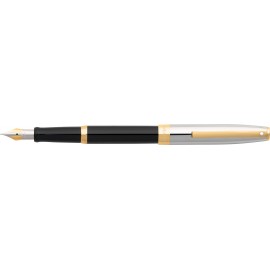 Sheaffer Sagaris Black Lacquer Chrome Cap Gold Trim Fountain Pen