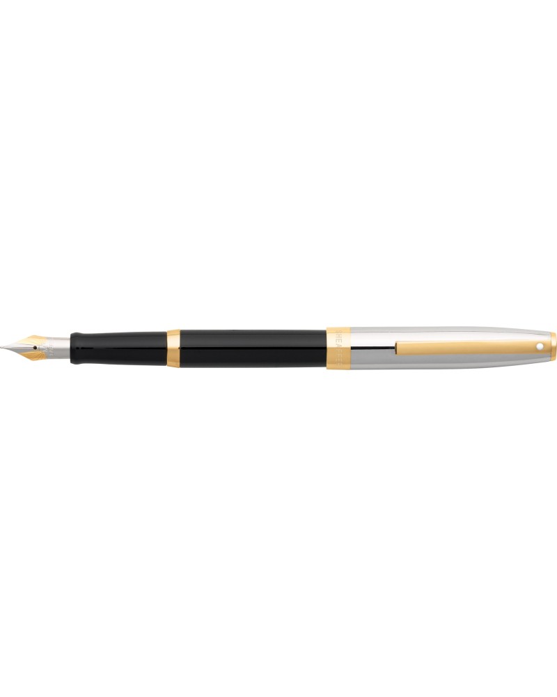 Sheaffer Sagaris Black Lacquer Chrome Cap Gold Trim Fountain Pen