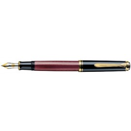 Pelikan Souveran 600 Black/Red Fountain Pen Gold Trim