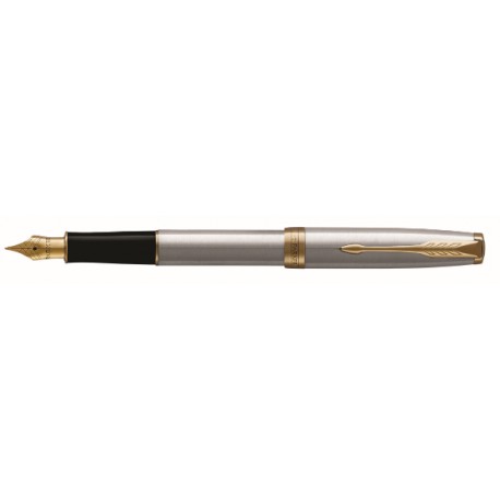 Parker Sonnet Stainless Steel Gold Trim Fountain Pen