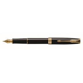 NEW Parker Sonnet Black Lacquer Gold Trim Fountain Pen