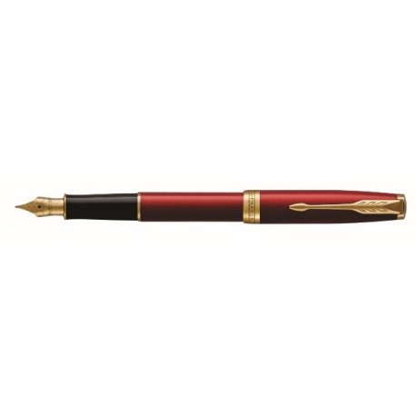 NEW Parker Sonnet Red Lacquer Gold Trim Fountain Pen