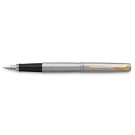 New Parker Jotter Steel Gold Trim Fountain Pen