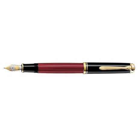 Pelikan Souveran 800 Black/Red Fountain Pen Gold Trim