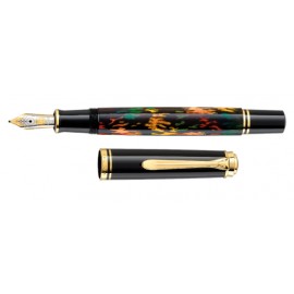 Pelikan Souveran 600 Black/Green Fountain Pen Gold Trim