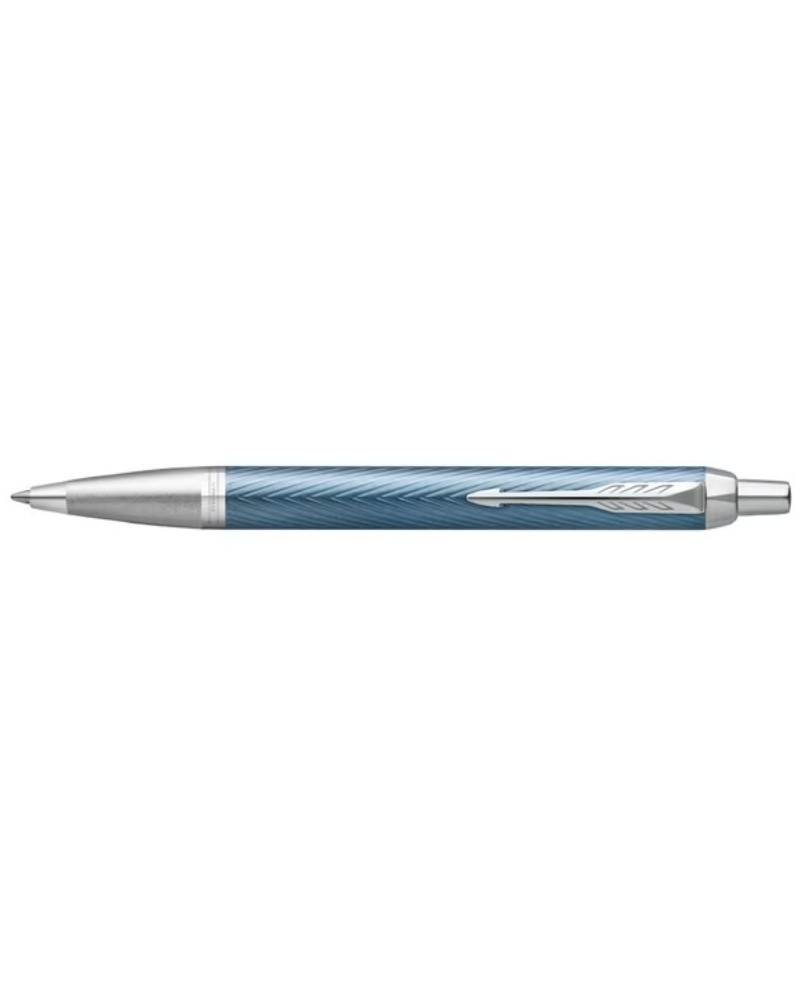 NEW Parker IM Premium Blue Grey Chrome Trim Ballpoint